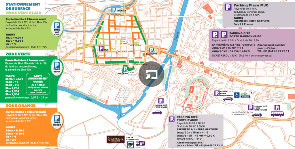 Plan Carcassonne parking tarif