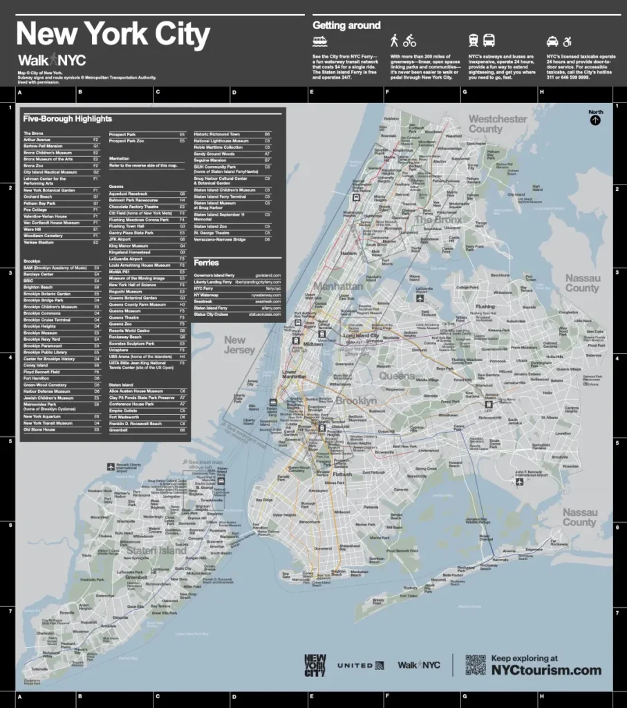 Carte de New York de l'Office du Tourisme